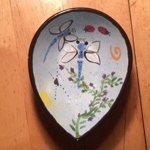 Handpainted dragonfly ceramic dish